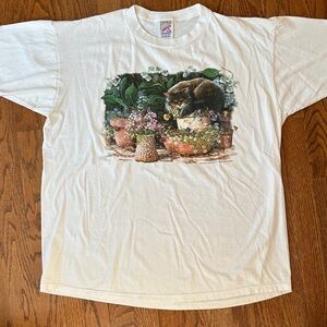 Vintage Jerzees Cat T-Shirt 1995 Made in USA